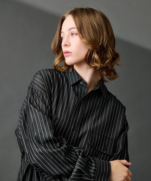 WETTEMPT（ウィテンプト）の「DUNGAREE STRIPE DRAW CORD LS SHIRT /ダンガリーストライプドローコードLSシャツ（シャツ/ブラウス・メンズ・ブルー/インディゴブルー/ブラック・MEDIUM/SMALL/LARGE）」の15枚目の写真