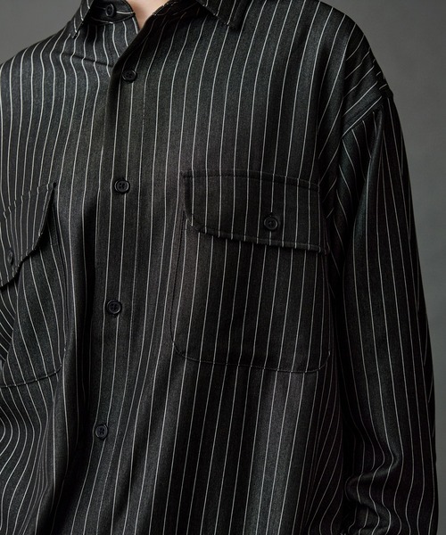 WETTEMPT（ウィテンプト）の「DUNGAREE STRIPE DRAW CORD LS SHIRT /ダンガリーストライプドローコードLSシャツ（シャツ/ブラウス・メンズ・ブルー/インディゴブルー/ブラック・MEDIUM/SMALL/LARGE）」の16枚目の写真