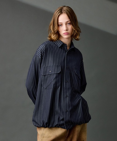 DUNGAREE STRIPE DRAW CORD LS SHIRT /ダンガリーストライプドロー