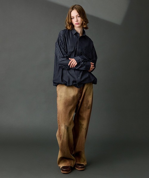 WETTEMPT（ウィテンプト）の「DUNGAREE STRIPE DRAW CORD LS SHIRT /ダンガリーストライプドローコードLSシャツ（シャツ/ブラウス・メンズ・ブルー/インディゴブルー/ブラック・MEDIUM/SMALL/LARGE）」の21枚目の写真