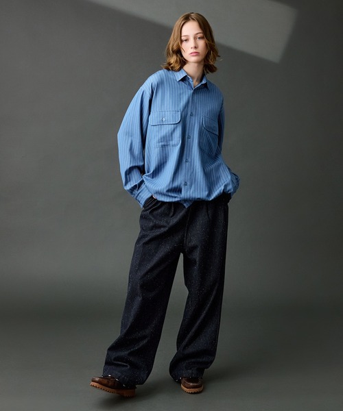 DUNGAREE STRIPE DRAW CORD LS SHIRT /ダンガリーストライプドロー