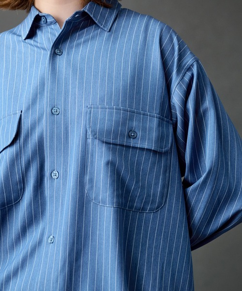 DUNGAREE STRIPE DRAW CORD LS SHIRT /ダンガリーストライプドロー