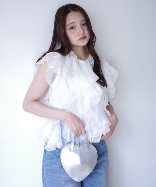 EIMY ISTOIRE（エイミーイストワール）の「ハートミニショルダーバッグ（ショルダーバッグ・レディース・レッド/シルバー/ブラック・F）」の7枚目の写真