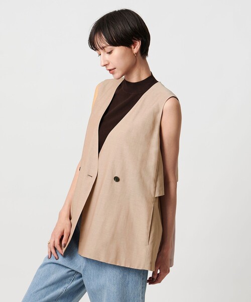 UNITED ARROWS（ユナイテッドアローズ）の「シアー バックフレア ベスト ‐ウォッシャブル‐（ベスト・レディース・ダークブラウン/ベージュ/ネイビー・38/36）」の5枚目の写真