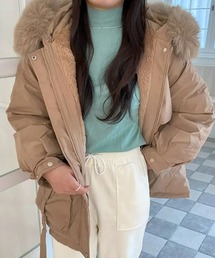 SEU（エスイーユー）の「暖かいファーモッズコート アウター レディース ゆったり 中綿コート フード付き ファー取り外し可 きれいめカジュアル オフィスカジュアル 韓国（ブルゾン）」