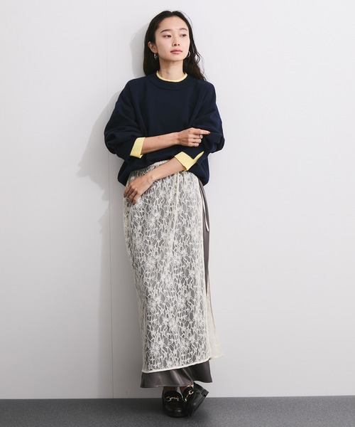 LE CERCLE par rope'（ルセルクルパーロペ）の「《追加》レイヤード風スウェットライクニットプルオーバー（ニット/セーター・レディース・ブラック系その他/ライトグレー/ブルー系その他/ベージュ系その他/チャコールグレー・FREE）」の12枚目の写真