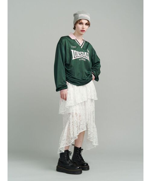 jouetie（ジュエティ）の「【LONSDALE×jouetie】ロゴユニフォームトップス（Tシャツ/カットソー・レディース・アイボリー/グリーン/ネイビー・MEDIUM）」の5枚目の写真