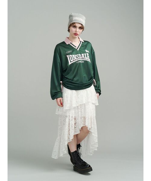 jouetie（ジュエティ）の「【LONSDALE×jouetie】ロゴユニフォームトップス（Tシャツ/カットソー・レディース・アイボリー/グリーン/ネイビー・MEDIUM）」の4枚目の写真