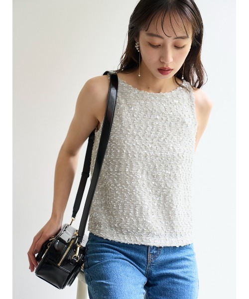 SNIDEL(スナイデル)の「ラメタンクトップス(タンクトップ・レディース・ライトグレー/ブラック/アイボリー・F)」の10枚目の写真