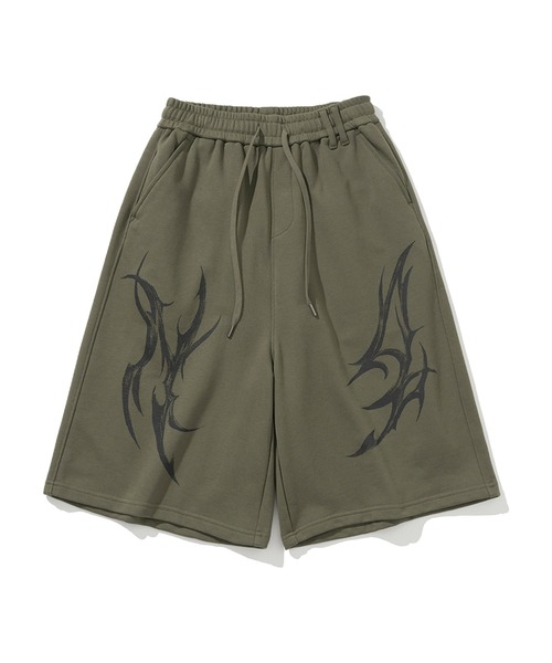 NOT4NERD(ノットフォーナード)の「NOT4NERD/ノットフォーナード/Tribal Bermuda Sweat Shorts(スウェットパンツ・メンズ・チャコールグレー/カーキ・M/L)」の2枚目の写真