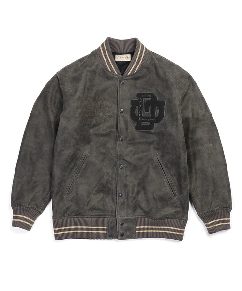 WEB限定アイテム】FAKE SUEDE VARSITY JACKET：フェイクスウェード