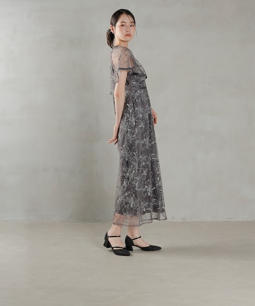 Kana(カナ)の「フレアスリーブ 花柄刺繍レース パーティー ドレス 結婚式 お呼ばれ オケージョンドレス(ドレス・レディース・チャコールグレー/ライトグレー/ブラウン・M)」の16枚目の写真