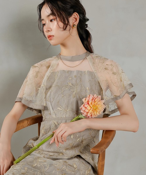 Kana(カナ)の「フレアスリーブ 花柄刺繍レース パーティー ドレス 結婚式 お呼ばれ オケージョンドレス(ドレス・レディース・チャコールグレー/ライトグレー/ブラウン・M)」の21枚目の写真