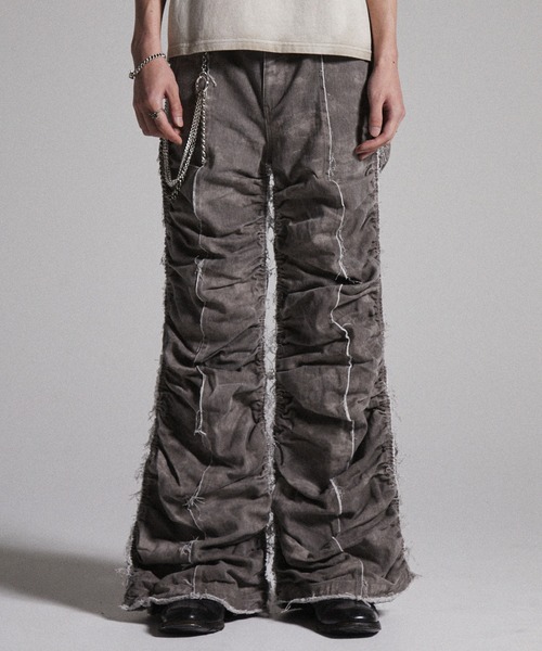 GRANCY たかと氏着用 ナイロンパンツ 黒 GRANCY】Button Layered Design Nylon Pants / ボタンレイヤード