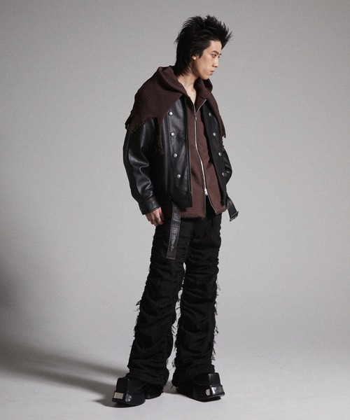 grancy シャーリングダメージデザインコットンパンツ　Mサイズ GRANCY】Shirred Damage design Cotton Pants / シャーリング
