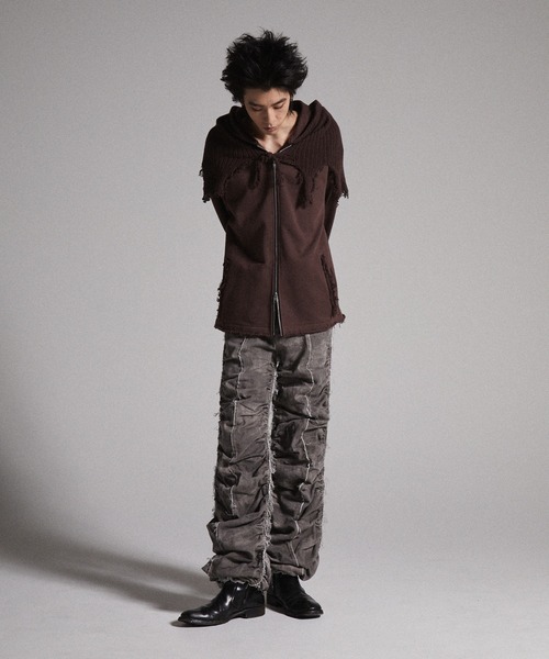 【GRANCY】シャーリングダメージデザインコットンパンツM GRANCY カーゴパンツ 「GRANCY」Shirred Damage design Cotton