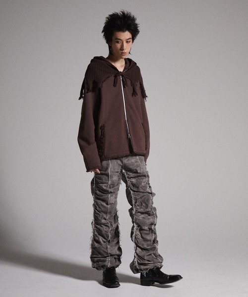 【GRANCY】シャーリングダメージデザインコットンパンツ Mサイズ GRANCY】Shirred Damage design Cotton Pants / シャーリング
