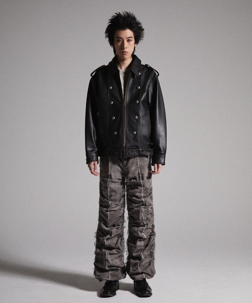 【GRANCY】 シャーリングダメージデザインコットンパンツM GRANCY カーゴパンツ 「GRANCY」Shirred Damage design Cotton