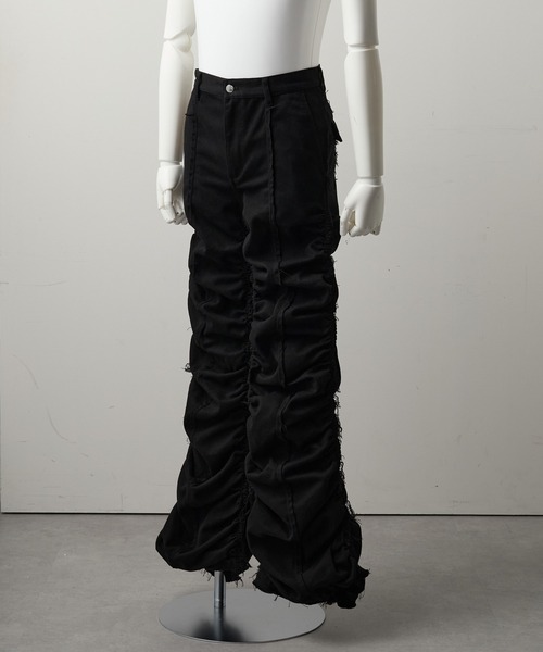 grancy シャーリングダメージデザインコットンパンツ GRANCY カーゴパンツ 「GRANCY」Shirred Damage design Cotton