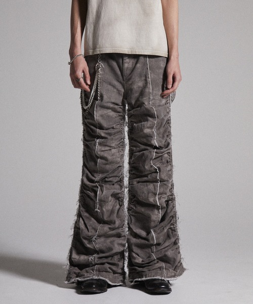 【お値下げ可】【GRANCY】シャーリングダメージデザインコットンパンツ GRANCY】Shirred Damage design Cotton Pants / シャーリング