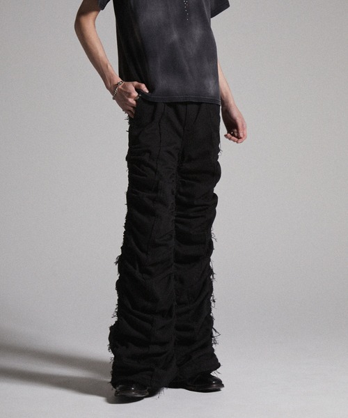 GRANCY シャーリングダメージデザインコットンパンツ　Lサイズ GRANCY】Shirred Damage design Cotton Pants / シャーリングダメージ