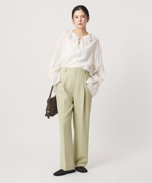 BEAUTY&YOUTH UNITED ARROWS（ビューティーアンドユースユナイテッドアローズ）の「タックワイドストレートパンツ ウォッシャブル（その他パンツ・レディース・ブラック/オフホワイト/ダークブラウン/ライム・XS/M/L/S）」の11枚目の写真