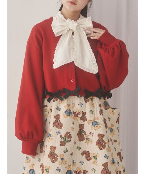 リボンたっぷりスナップカーディガン（カーディガン/ボレロ）｜merry