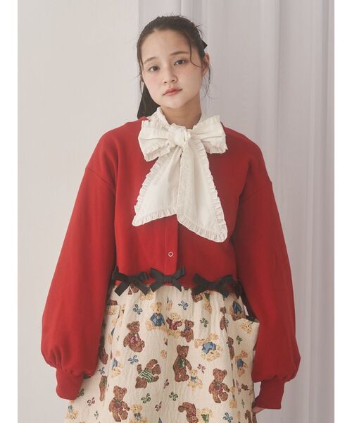 リボンたっぷりスナップカーディガン（カーディガン/ボレロ）｜merry