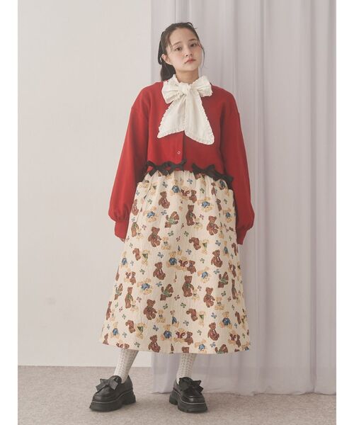 セール】リボンたっぷりスナップカーディガン（カーディガン/ボレロ