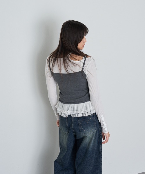 RAY CASSIN（レイカズン）の「レイヤードデザインキャミ（キャミソール・レディース・カーキ/ブラウン系その他2/グレー/ネイビー・FREE）」の12枚目の写真