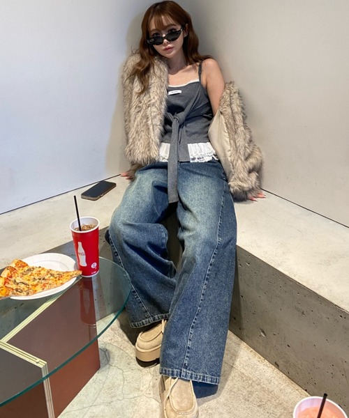 RAY CASSIN（レイカズン）の「レイヤードデザインキャミ（キャミソール・レディース・カーキ/ブラウン系その他2/グレー/ネイビー・FREE）」の6枚目の写真