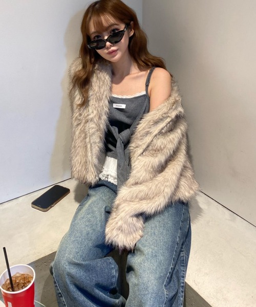 RAY CASSIN（レイカズン）の「レイヤードデザインキャミ（キャミソール・レディース・カーキ/ブラウン系その他2/グレー/ネイビー・FREE）」の8枚目の写真