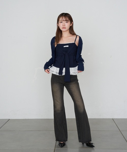 RAY CASSIN（レイカズン）の「レイヤードデザインキャミ（キャミソール・レディース・カーキ/ブラウン系その他2/グレー/ネイビー・FREE）」の14枚目の写真