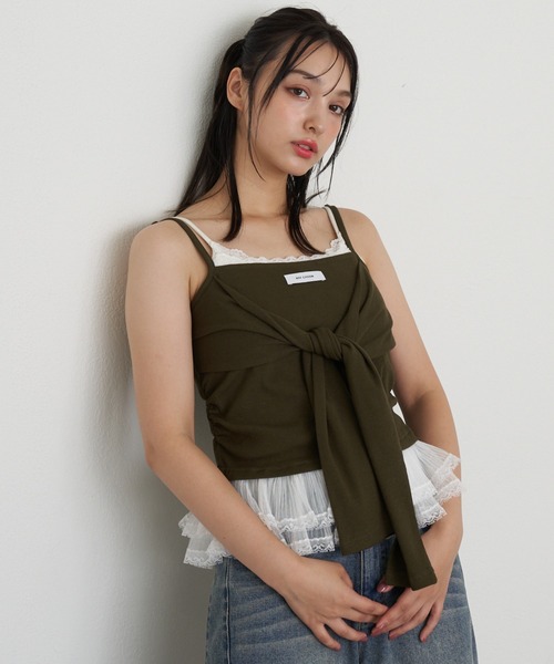 RAY CASSIN（レイカズン）の「レイヤードデザインキャミ（キャミソール・レディース・カーキ/ブラウン系その他2/グレー/ネイビー・FREE）」の15枚目の写真