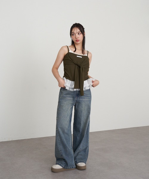 RAY CASSIN（レイカズン）の「レイヤードデザインキャミ（キャミソール・レディース・カーキ/ブラウン系その他2/グレー/ネイビー・FREE）」の17枚目の写真