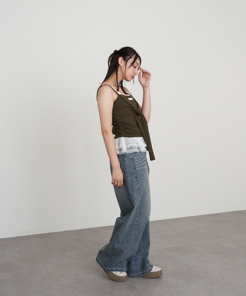 RAY CASSIN（レイカズン）の「レイヤードデザインキャミ（キャミソール・レディース・カーキ/ブラウン系その他2/グレー/ネイビー・FREE）」の18枚目の写真