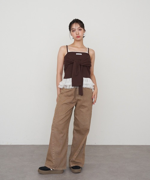 RAY CASSIN（レイカズン）の「レイヤードデザインキャミ（キャミソール・レディース・カーキ/ブラウン系その他2/グレー/ネイビー・FREE）」の20枚目の写真