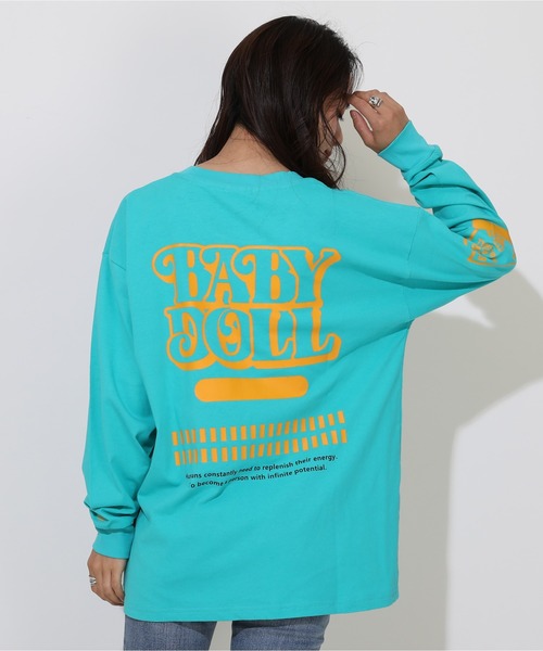 BABYDOLL(ベビードール)の「親子お揃い BOXロゴロンT 0852A(Tシャツ/カットソー・レディース・ライトグリーン系1/ホワイト・L/M)」の2枚目の写真