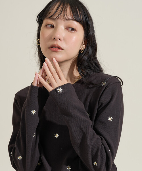 セール】FREAK'S STORE/フリークスストア ミニデイジー刺繍 ロンT（T