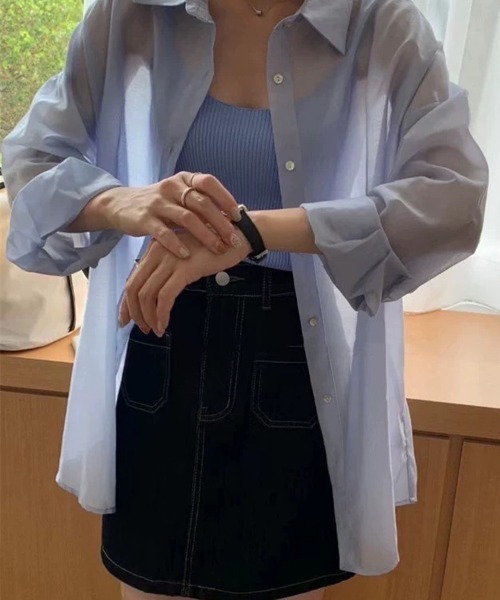 SEN TOKYO(セントーキョー)の「シースルー シアーシャツ(シャツ/ブラウス・レディース・ホワイト/グレー/ブルー/イエロー・MEDIUM/SMALL)」の8枚目の写真