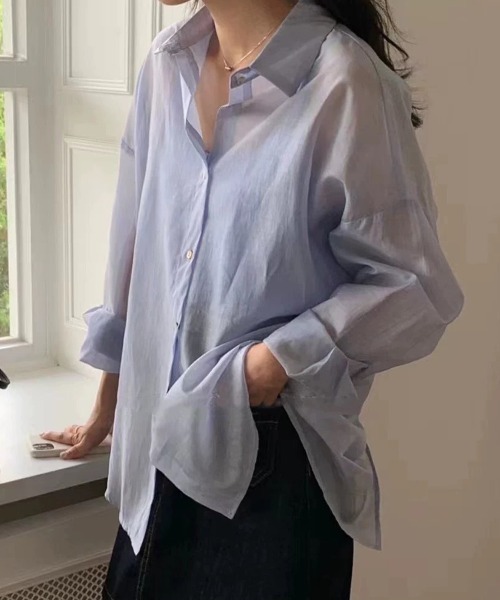 SEN TOKYO(セントーキョー)の「シースルー シアーシャツ(シャツ/ブラウス・レディース・ホワイト/グレー/ブルー/イエロー・MEDIUM/SMALL)」の9枚目の写真