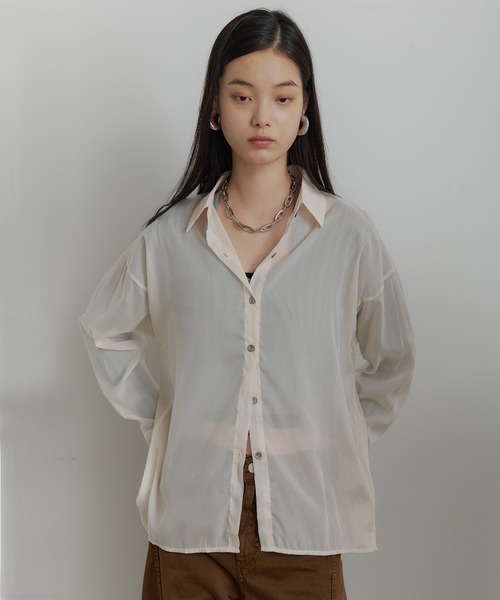 SEN TOKYO(セントーキョー)の「シースルー シアーシャツ(シャツ/ブラウス・レディース・ホワイト/グレー/ブルー/イエロー・MEDIUM/SMALL)」の19枚目の写真