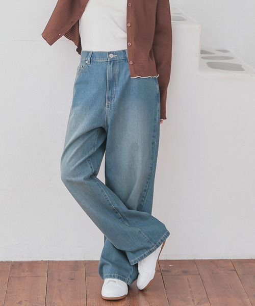 Honeys（ハニーズ）の「ストレートパンツ（股下６０ｃｍ）（デニムパンツ・レディース・ブルー系その他3/ブルー系その他/グレー/ライトグレー・SS/S/M/L/LL）」の4枚目の写真