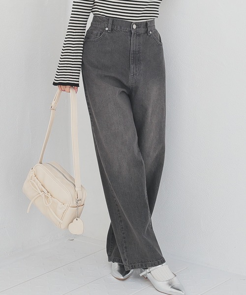 Honeys（ハニーズ）の「ストレートパンツ（股下６０ｃｍ）（デニムパンツ・レディース・ブルー系その他3/ブルー系その他/グレー/ライトグレー・SS/S/M/L/LL）」の3枚目の写真