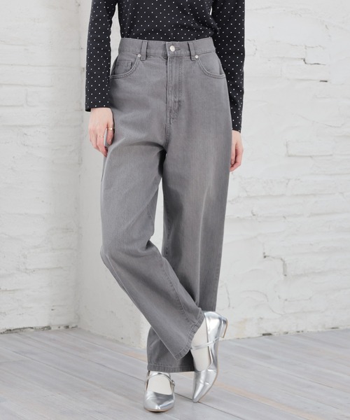 Honeys（ハニーズ）の「ストレートパンツ（股下６０ｃｍ）（デニムパンツ・レディース・ブルー系その他3/ブルー系その他/グレー/ライトグレー・SS/S/M/L/LL）」の2枚目の写真