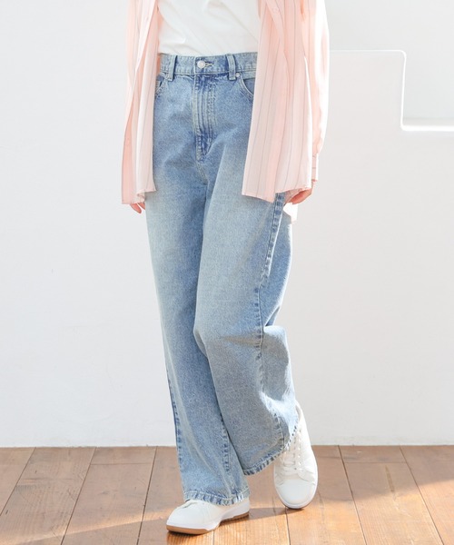 Honeys（ハニーズ）の「ストレートパンツ（股下６０ｃｍ）（デニムパンツ・レディース・ブルー系その他3/ブルー系その他/グレー/ライトグレー/ブルー系その他2・SS/S/M/L/LL）」の4枚目の写真