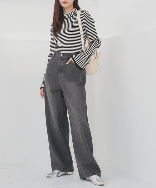 Honeys（ハニーズ）の「ストレートパンツ（股下６０ｃｍ）（デニムパンツ・レディース・ブルー系その他3/ブルー系その他/グレー/ライトグレー・SS/S/M/L/LL）」の8枚目の写真