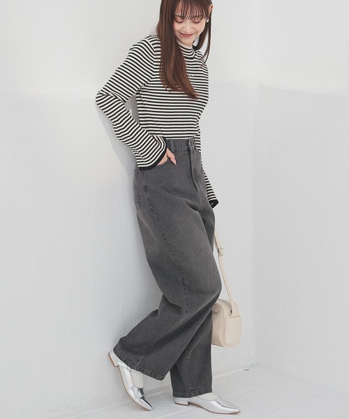 Honeys（ハニーズ）の「ストレートパンツ（股下６０ｃｍ）（デニムパンツ・レディース・ブルー系その他3/ブルー系その他/グレー/ライトグレー・SS/S/M/L/LL）」の9枚目の写真