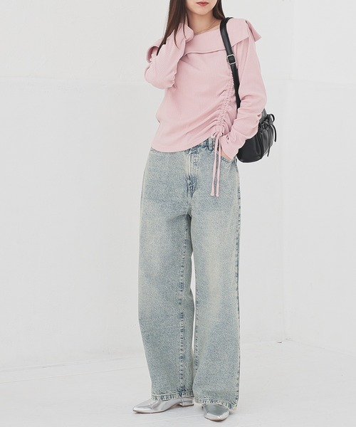 Honeys（ハニーズ）の「ストレートパンツ（股下６０ｃｍ）（デニムパンツ・レディース・ブルー系その他3/ブルー系その他/グレー/ライトグレー・SS/S/M/L/LL）」の14枚目の写真