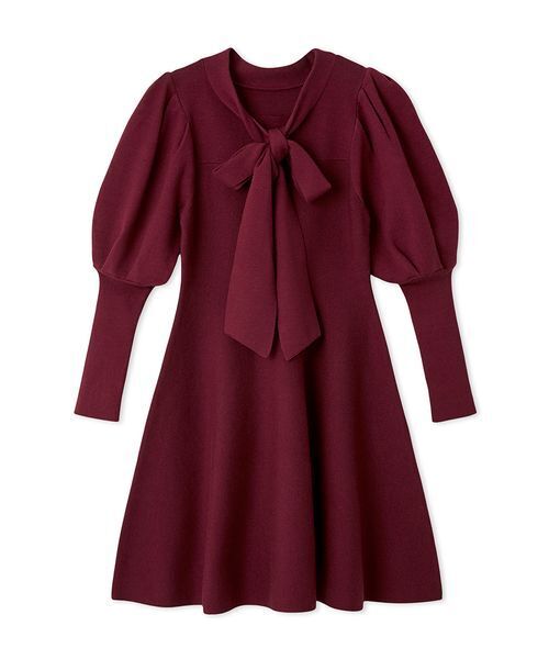 ボウタイリボンニットワンピース（ワンピース）｜LILY BROWN（リリー